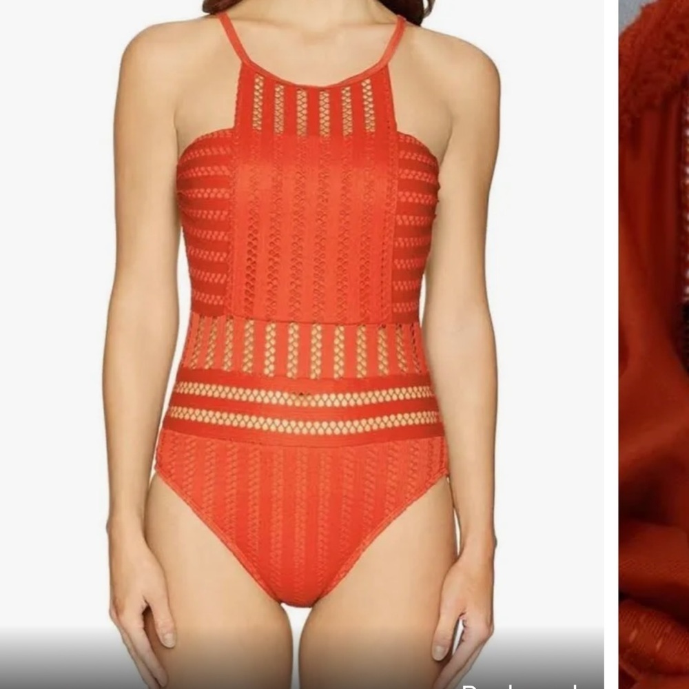 Kenneth Cole New York Orange Mesh 1pc. Swimsuit. Size XL. P15/A689